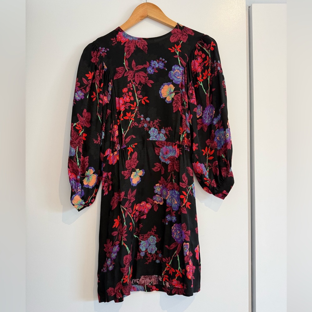 Reiss Black Dress with Floral Design NWT